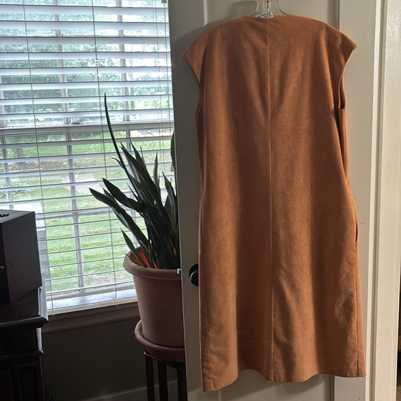 Ultra Suede Shift. Peach Sz M Belted - Picture 2 of 5